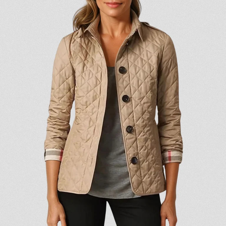 Camille - Veste matelassée femme boutonnée, motif losange