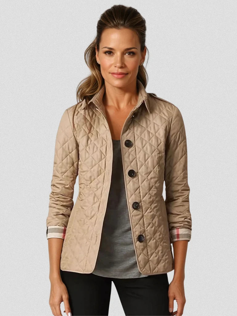 Camille - Veste matelassée femme boutonnée, motif losange