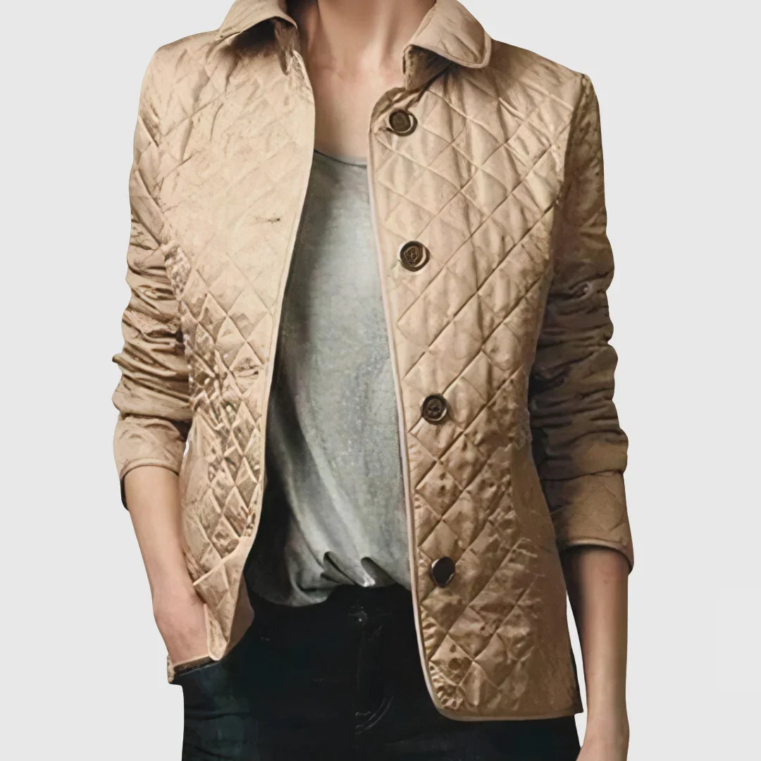 Camille - Veste matelassée femme boutonnée, motif losange