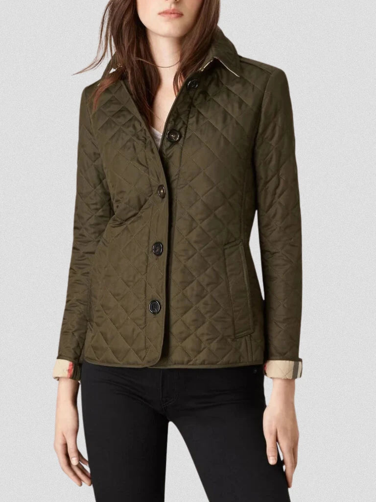Camille - Veste matelassée femme boutonnée, motif losange