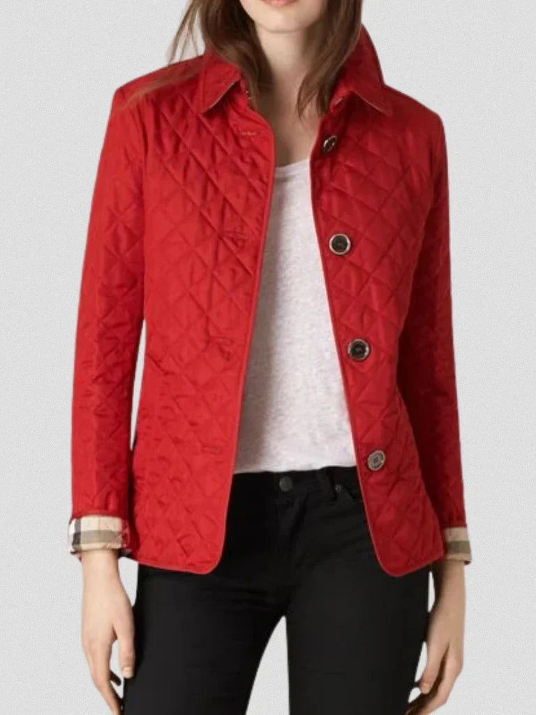 Camille - Veste matelassée femme boutonnée, motif losange