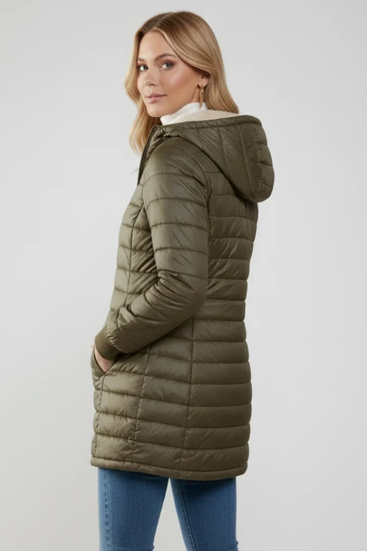 Roxane - Veste matelassée femme à capuche, zippée et doublée