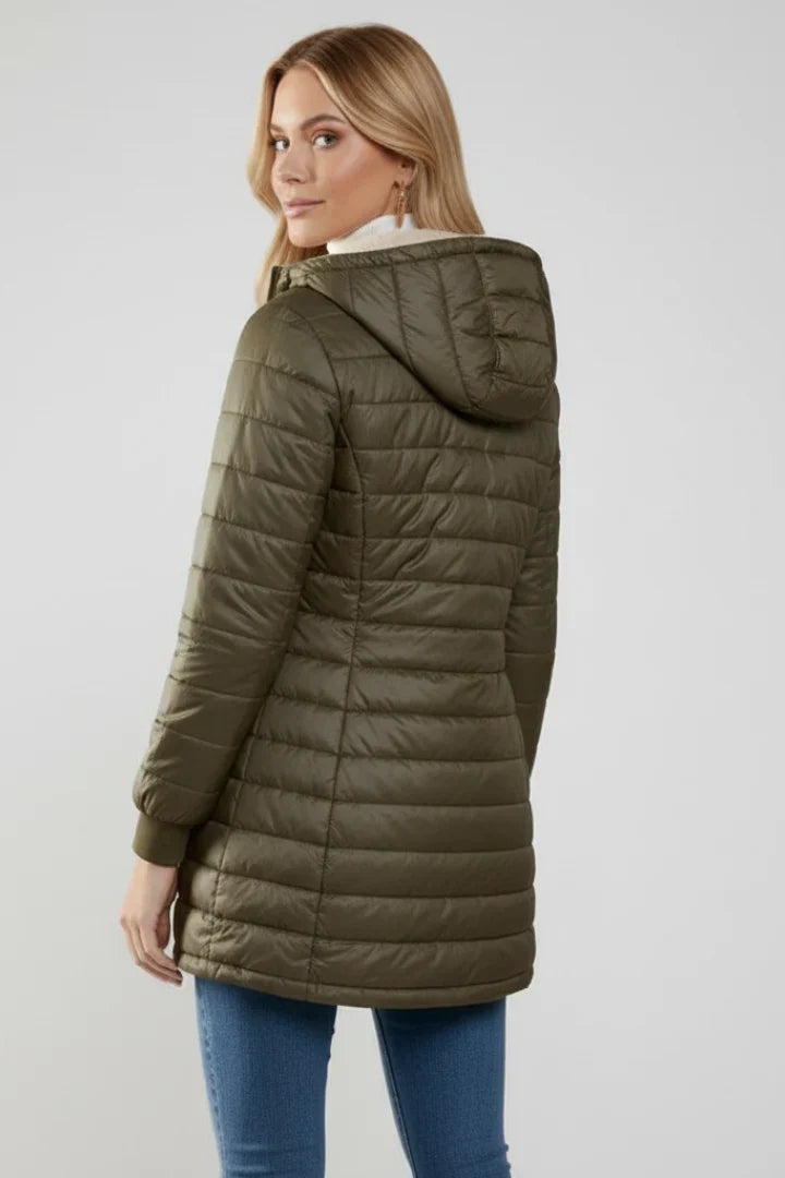 Roxane - Veste matelassée femme à capuche, zippée et doublée