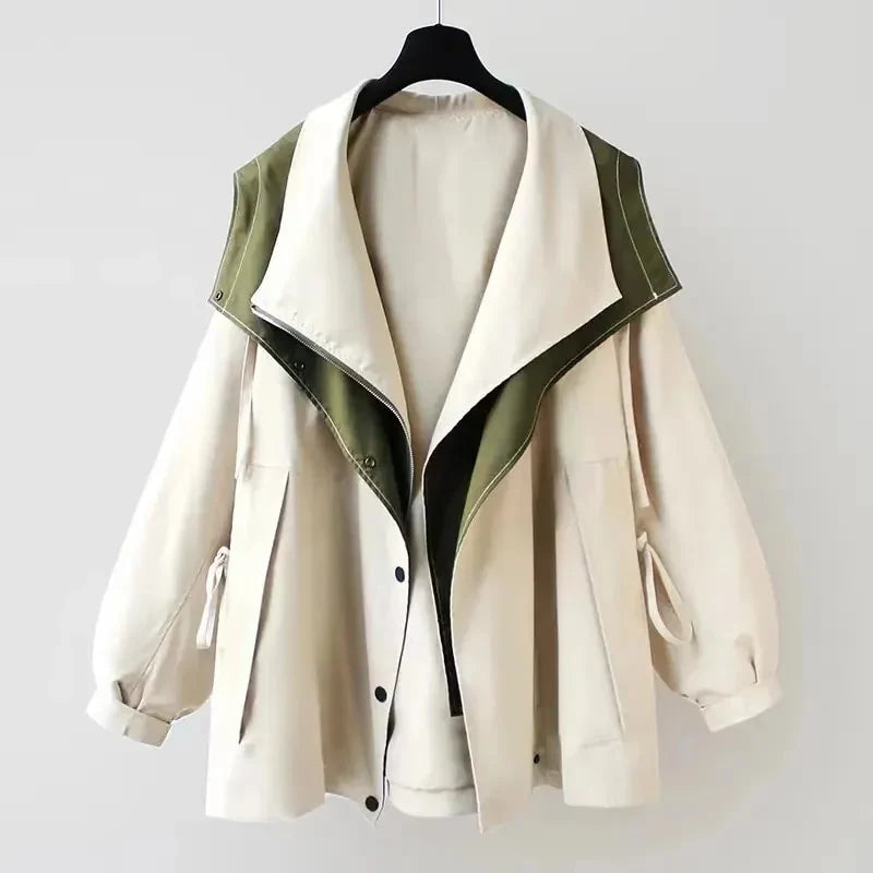 Margaux - Veste imperméable femme double épaisseur, taille à cordon
