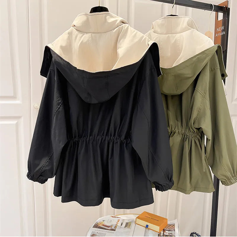 Margaux - Veste imperméable femme double épaisseur, taille à cordon