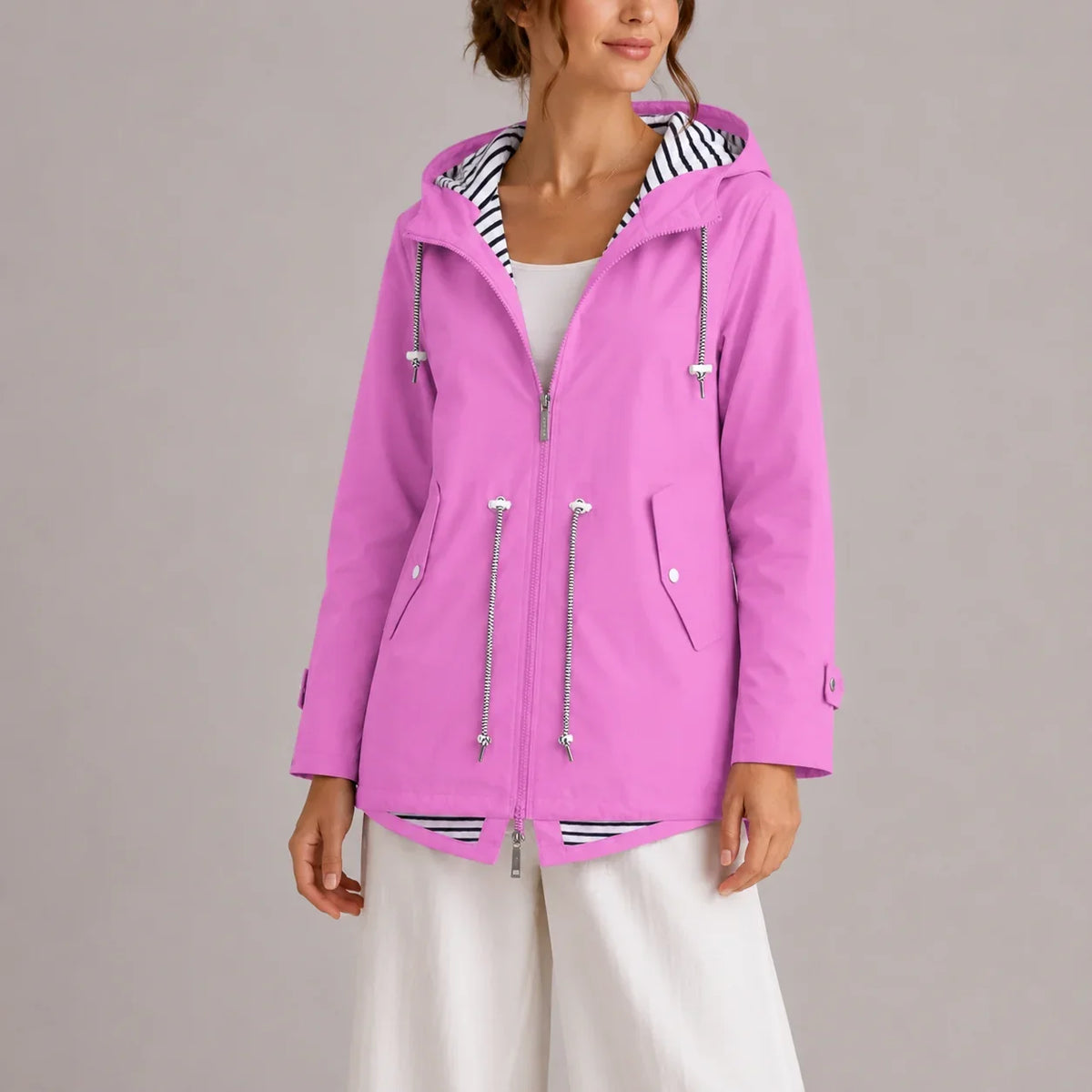 Juliette - Parka imperméable femme à capuche, cordon de serrage