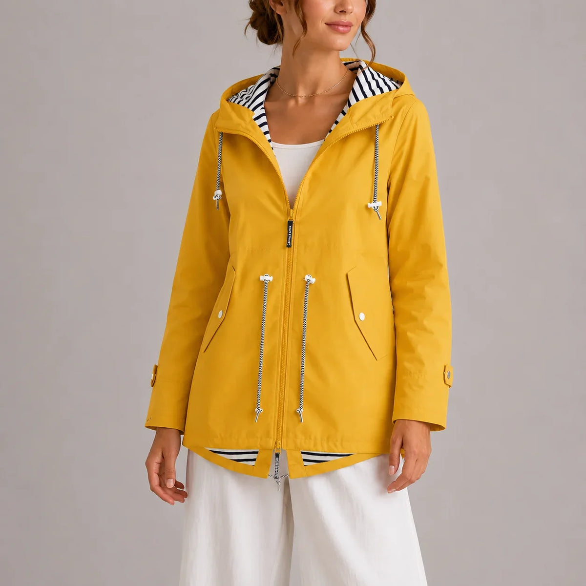 Juliette - Parka imperméable femme à capuche, cordon de serrage