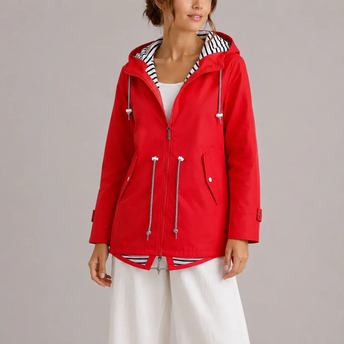 Juliette - Parka imperméable femme à capuche, cordon de serrage