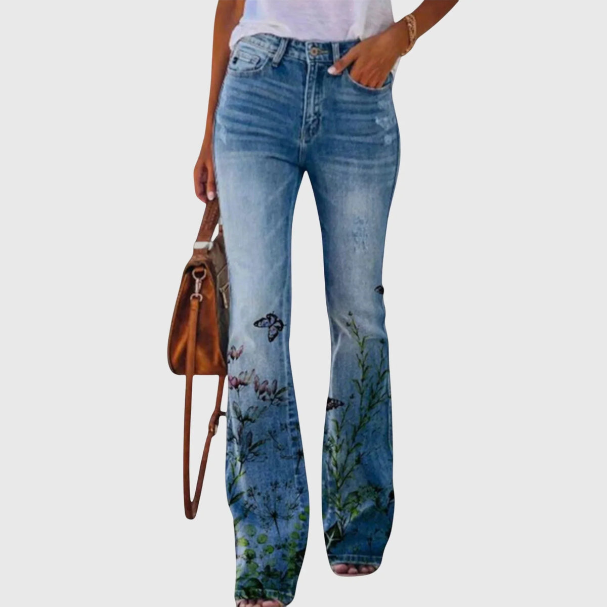 Margaux - Pantalon large femme fleuri, boutonné devant