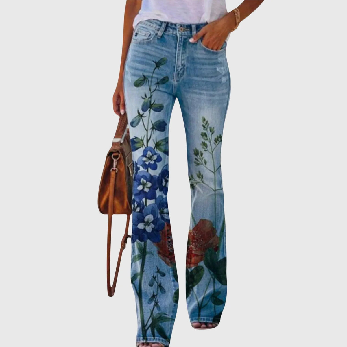 Margaux - Pantalon large femme fleuri, boutonné devant