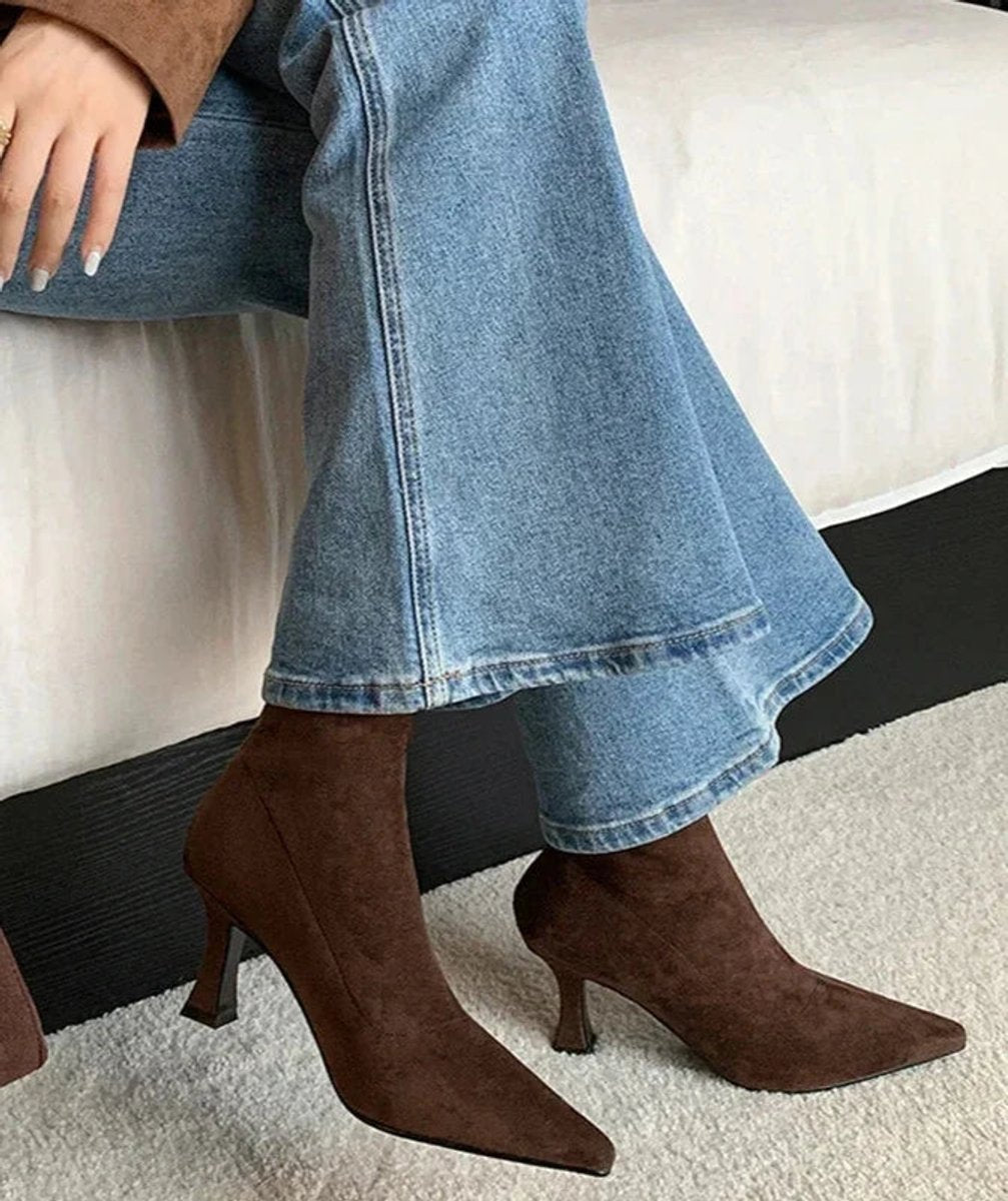 Solène - Bottines chaussettes femme, petit talon