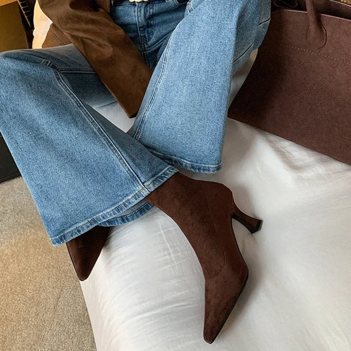 Solène - Bottines chaussettes femme, petit talon