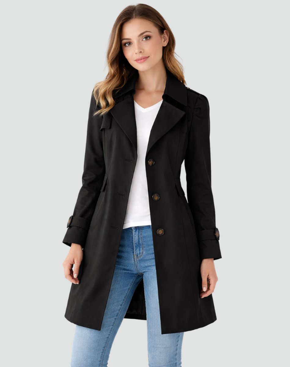 Sixtine - Trench mi-long femme cintré, double boutonnage