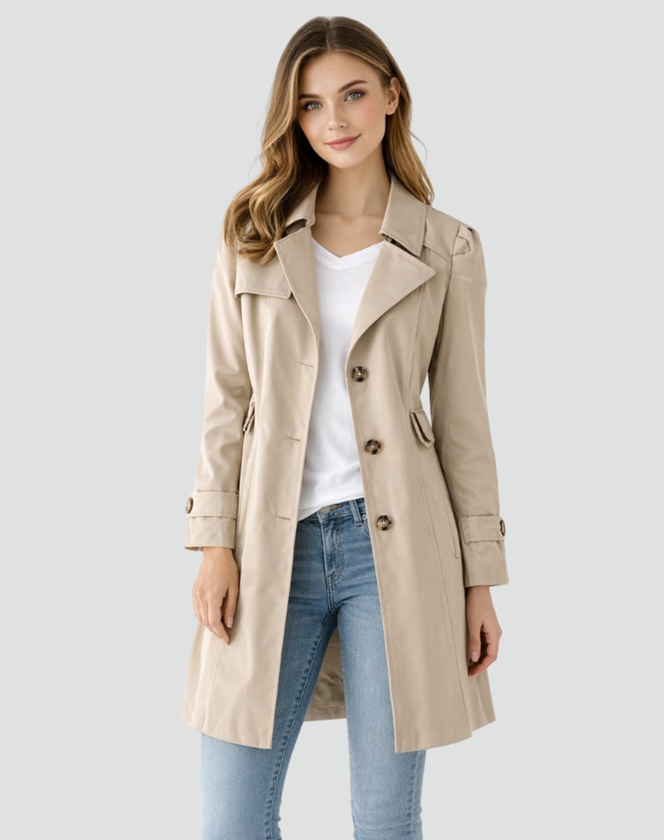 Sixtine - Trench mi-long femme cintré, double boutonnage