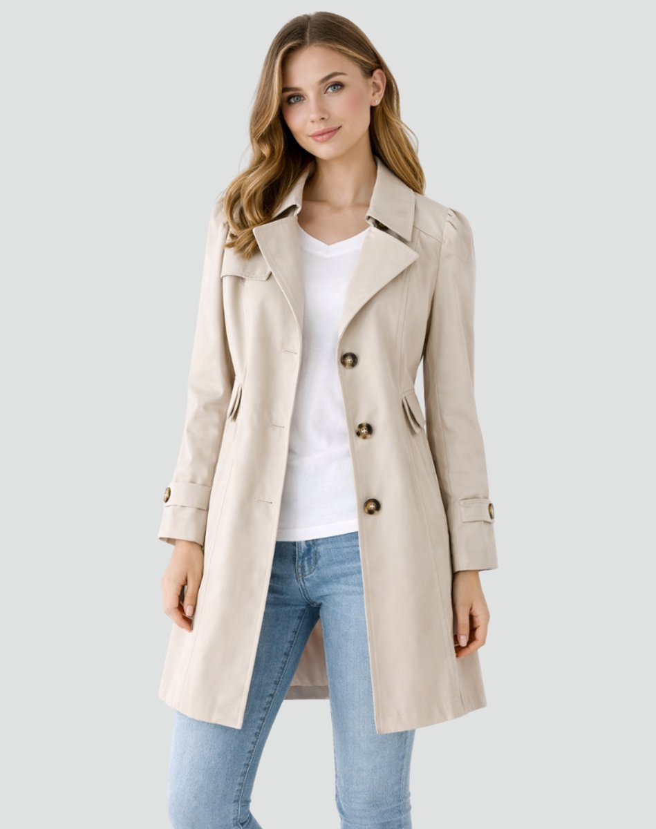 Sixtine - Trench mi-long femme cintré, double boutonnage