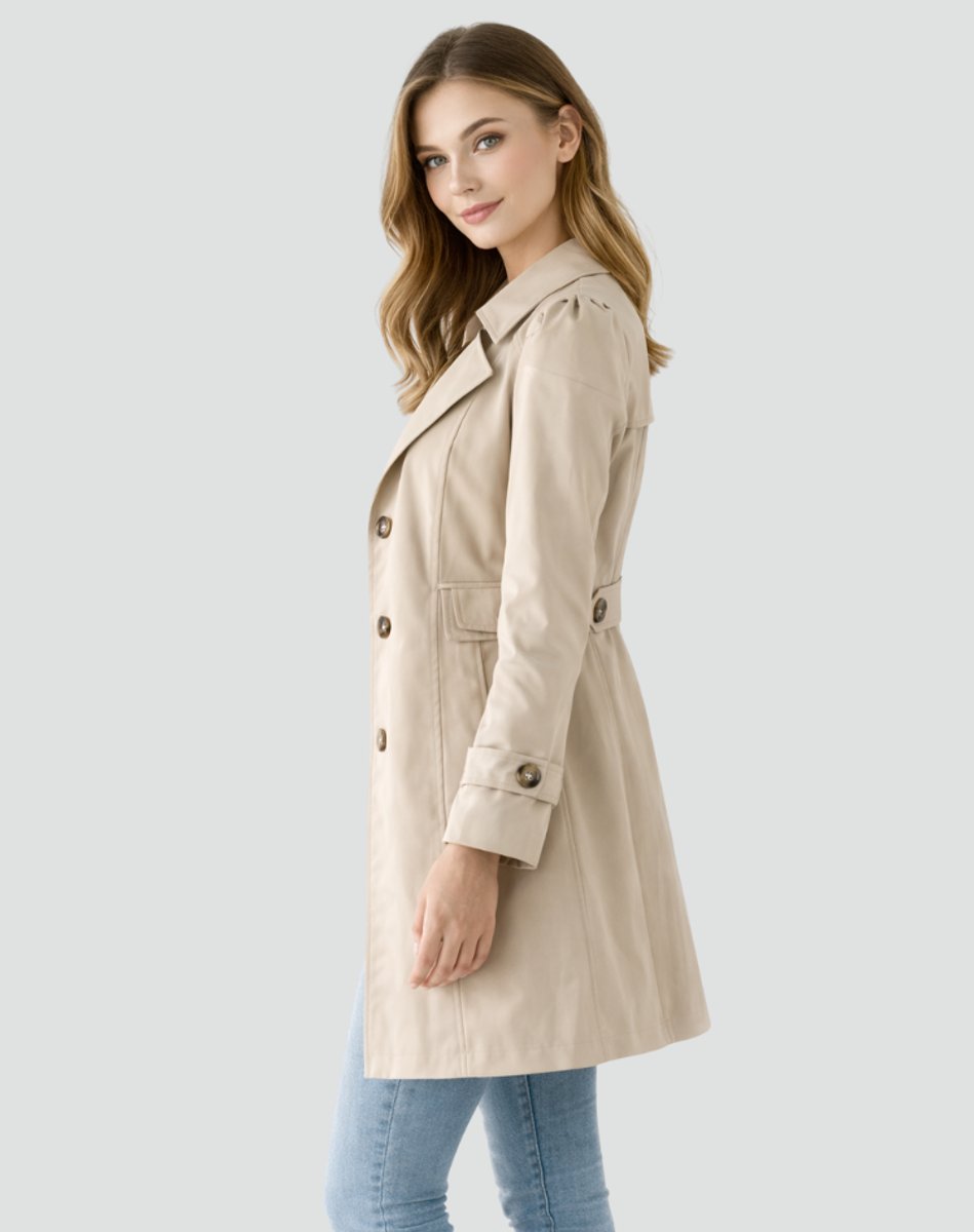 Sixtine - Trench mi-long femme cintré, double boutonnage